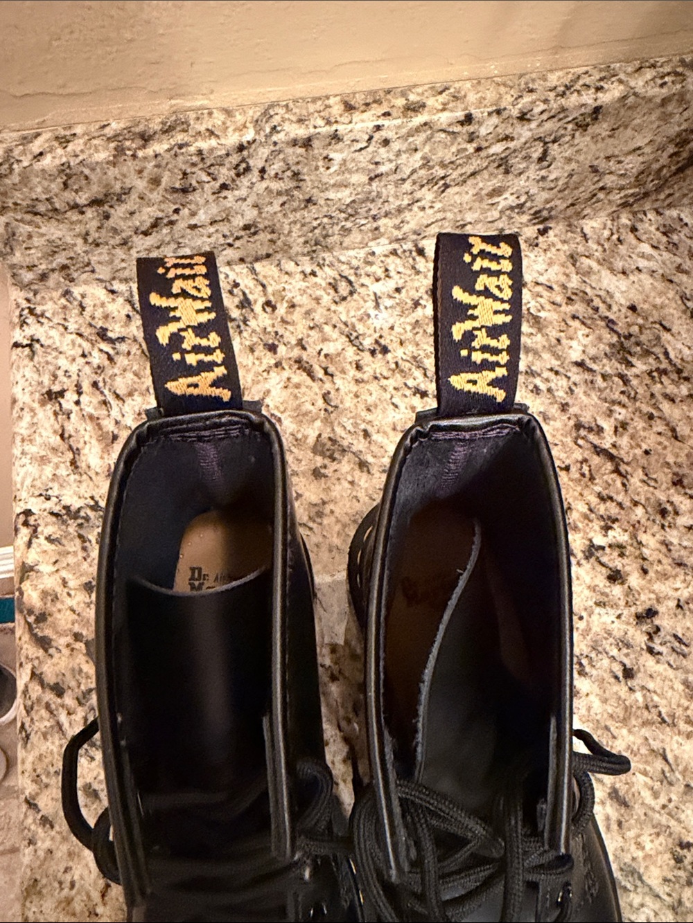 Dr. Martens Black Leather 8-Eye Lace-Up Boots with Yellow Stitching - Picture 5 of 6